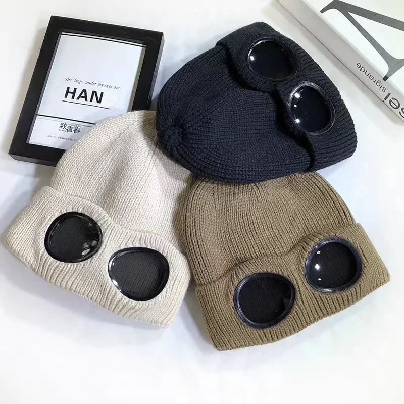 Stretchy Winter Hat Glasses Knitted Hat Windproof Winter Beanie Elastic Soft Warm Anti-slip Ear Protection Unisex Bomber Hat