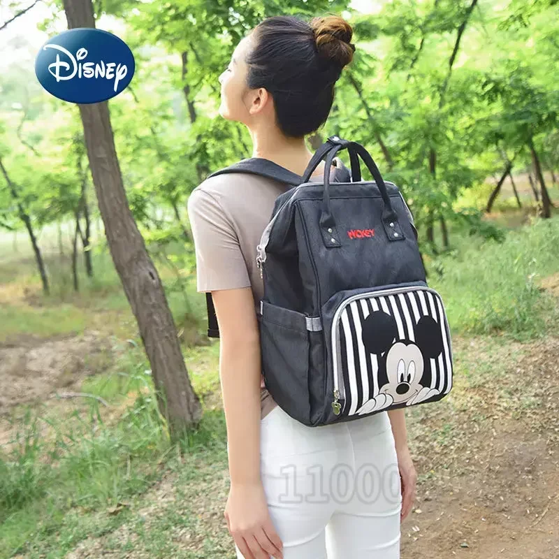 Disney Mickey\'s New Diaper Bag Backpack Luxury Brand Original Baby Diaper Bag Cartoon Baby Bag Large Capacity High Quality