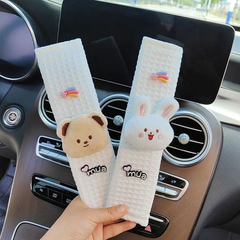 

2023 New Car Seat Belt Shoulder Protector Cute Cartoon Bear Rabbit Insurance Belt Protector Car Interior Decoration Supplies