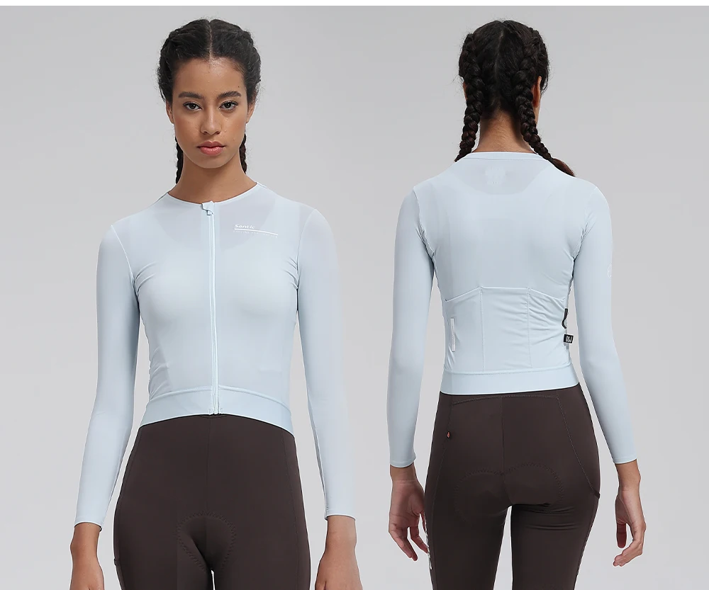 Santic Sommer-Radtrikot, kurze Version, langärmelig, für Damen, Sonnenschutz, atmungsaktiv, eng anliegend, Fahrrad-Reitkleidung TL2 – Detail 9