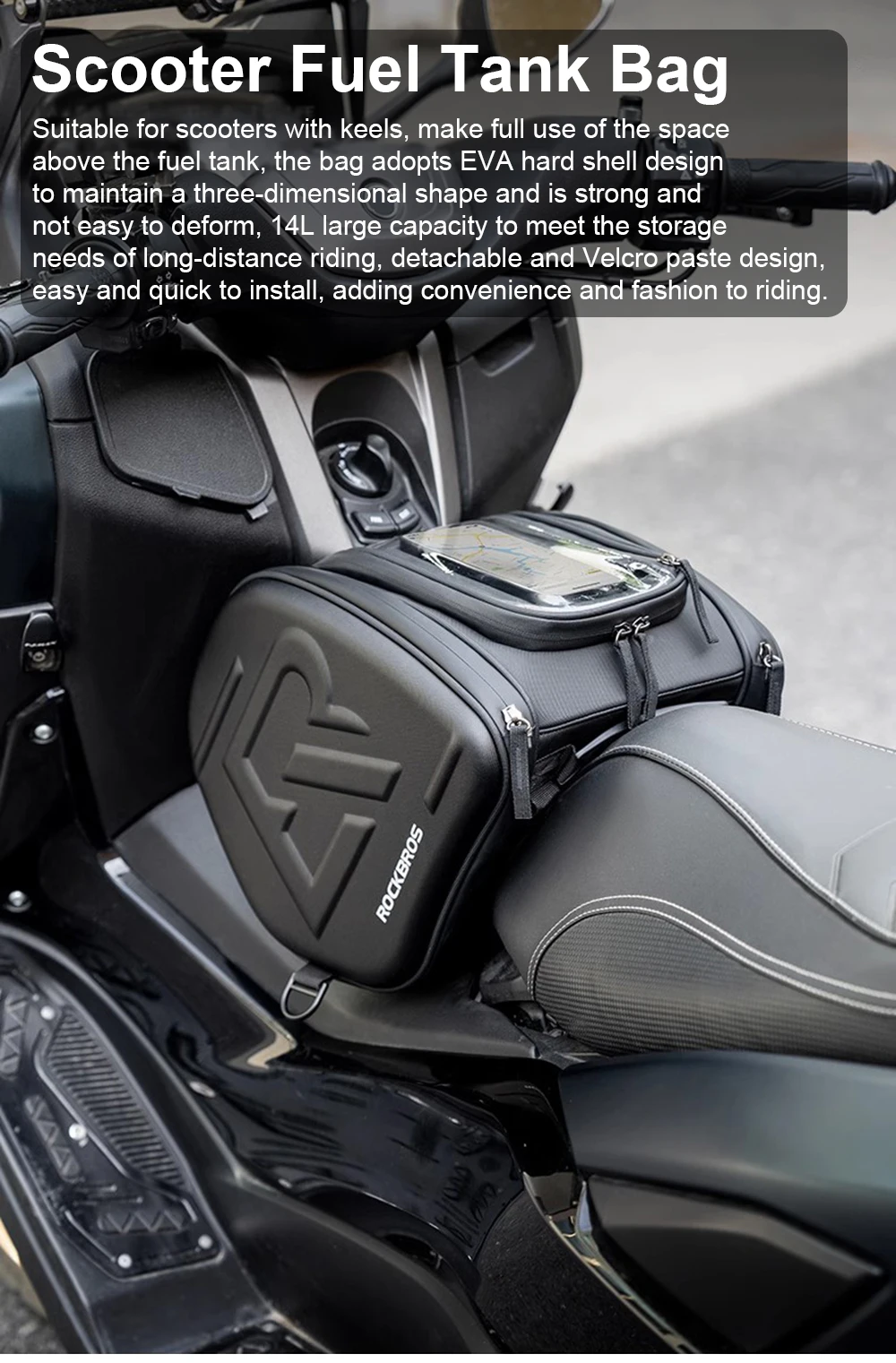 Roller-Tankrucksack EVA Hartschalen-Motorrad-Tunnel-Pedaltasche Satteltasche für Yamaha XMAX 125 250 300 400 NMAX 125 155 160 – Detail 1