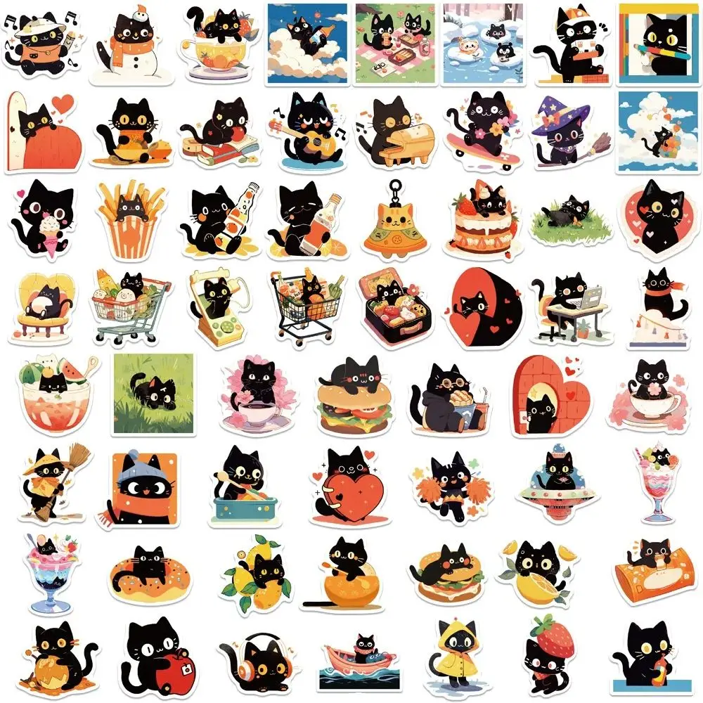 50PCS 새로운 고양이 관심 스티커 동물 만화 편지지 스티커 iPad 컴퓨터 헬멧 기타 벽 스티커