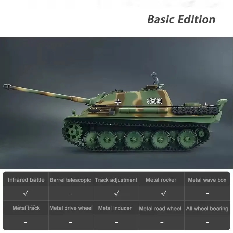 2.4G Heng Long 1/16 Skala RTR RC Model Czołgu TK7.0 Wersja Plastikowa Jadpanther 3869 Czołgi Zdalnie Sterowane