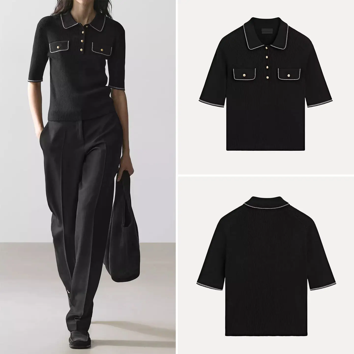 

Women's Knitted Mid-Sleeve Shirt Spring 2026 Soft Loose Fit Regular Length Soft Fabric Chinese Production ZADATA Brand