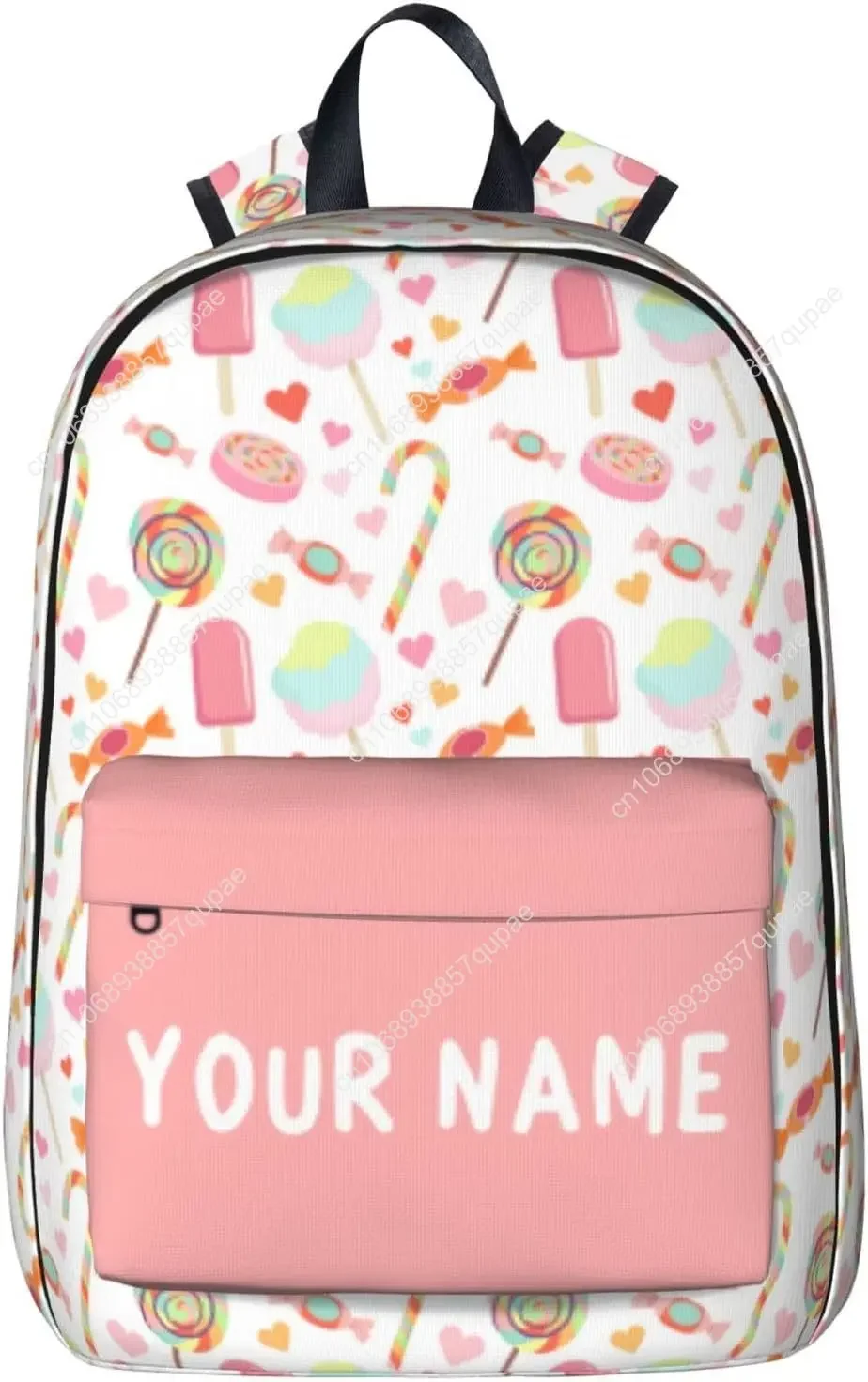 Candy-pink Laptop Backpack for Girls Boys, Customized with Name, Oxford Fabric, Adjustable Straps, 17in