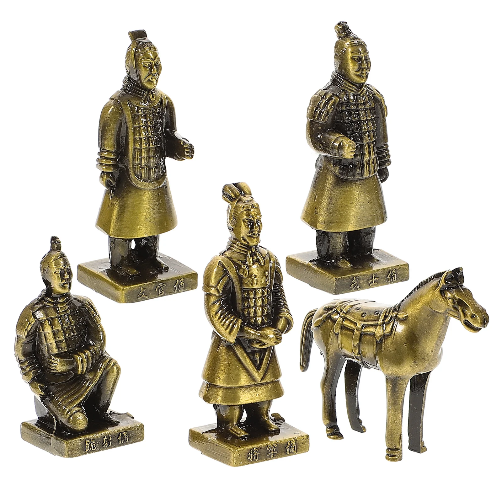 

1 set 1 Set Alloy Terracotta Warriors Vintage Metal Desktop Ornament For Home Office Decor Small Indoor Tabletop Decoration