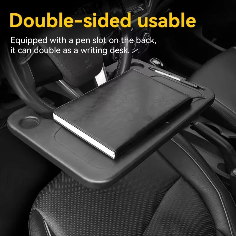 2-In-1 Car Steering Wheel Tray Table with a Storage Rack on The Surface for Sedans,Trucks,And Suvs for Dining,Writing