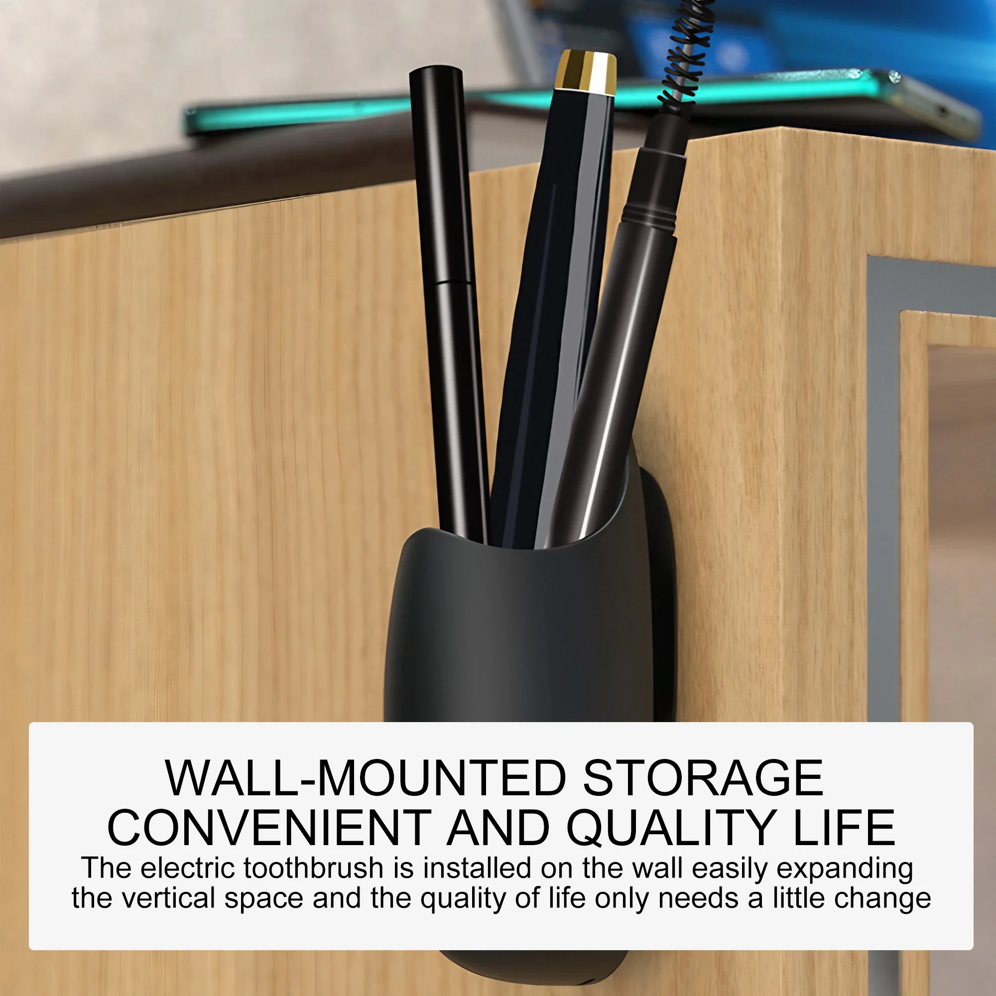 Toothbrush Holder Wall Mounted Silicone Storage Rack Drill Free Bathroom Kitchen Organizer Space Saving Cup Makeup Brush Holder