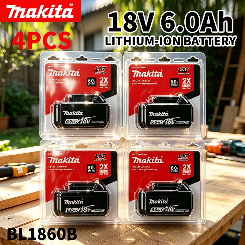 Batteria al litio Makita BL1860B 18V 6.0Ah, sostituzione per utensili 18V LXT - Opzioni confezione o senza confezione, compatibile con BDF453SHE BDF454Z BHP452 BGA452 BFR550Z BFR750Z BHR240Z