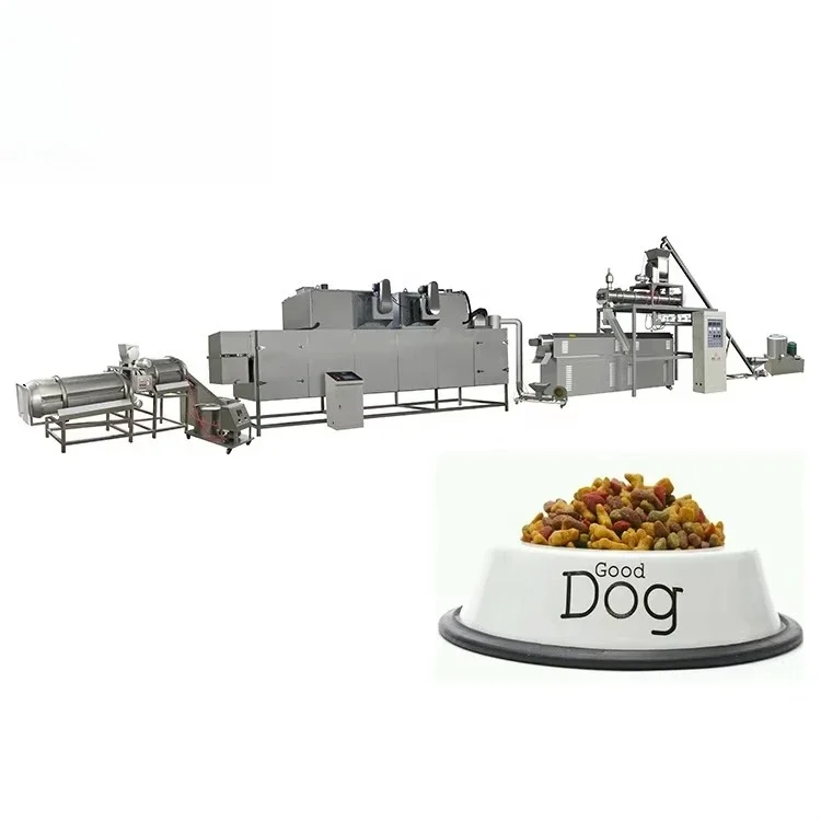 Large Capacity Fully Automatic Pet Food Machine Cat Fish Dog Food Extruder Making Machine Pet Food Processing Plant