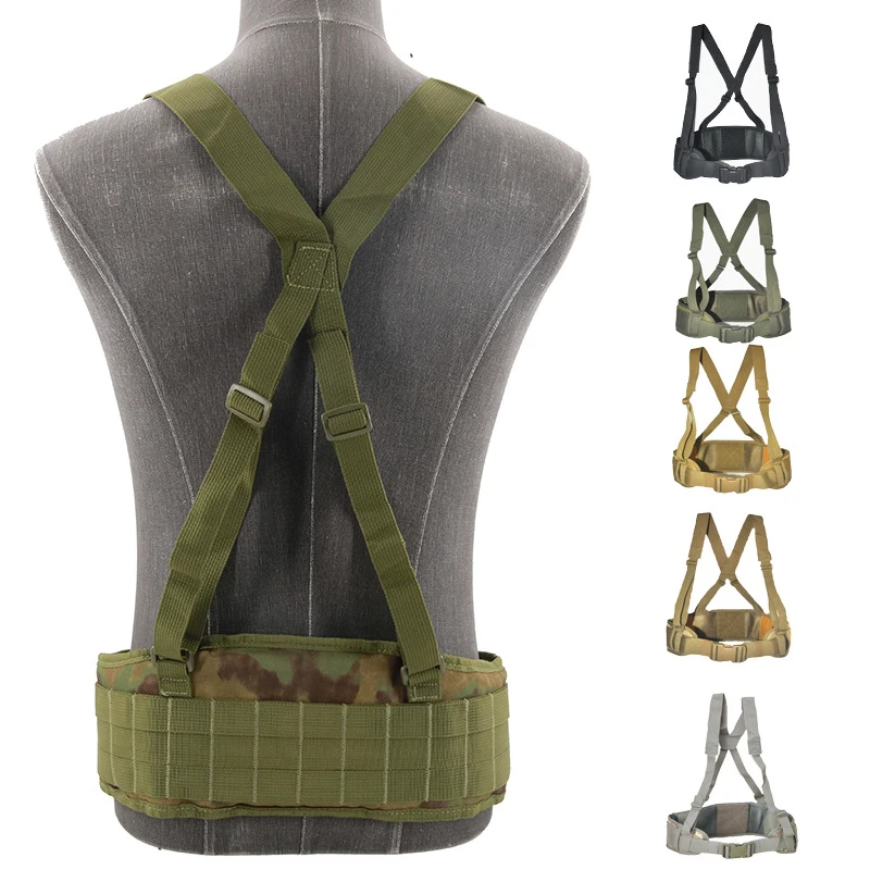 

Green Outdoor Army Military Belt Vest Tactical Molle Belt Nylon Portable Combat Airsoft Girdle EAS H-shaped Waistband Belt Gear