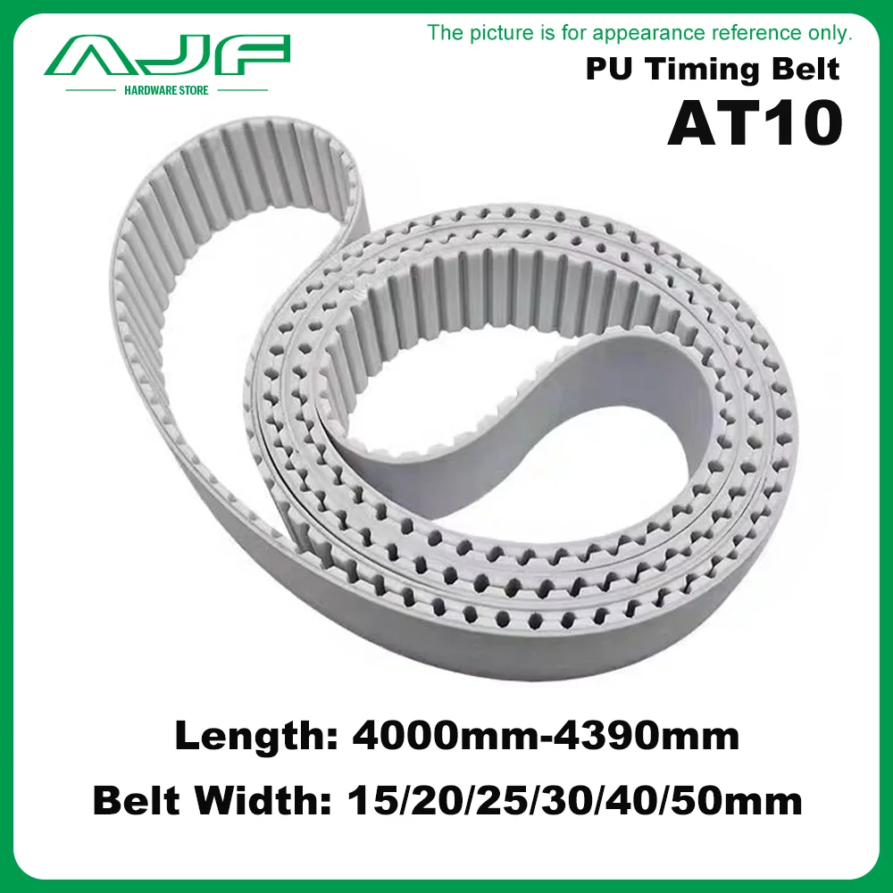 

AT10 PU Polyurethane Steel Wire Synchronous Timing Belt Perimeter 4000mm-4390mm White 15/20/25/30/40/50mm