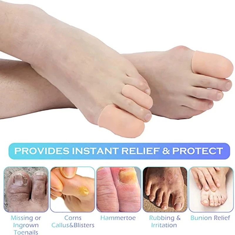 10pcs/5Pairs Silicone Toe Cap Protector Cover Thumb Sleeve Corn Blisters Pain Relief Gel Toe Tube Bunion Correction Foot Care