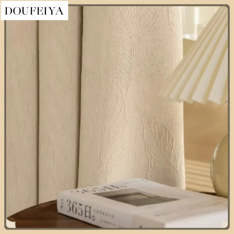 

Luxury Curtains for Living Room Bedroom Dining Hall Blackout Custom Elegant Milk Tea Simple Fashion Simple Modern Decor Tulle
