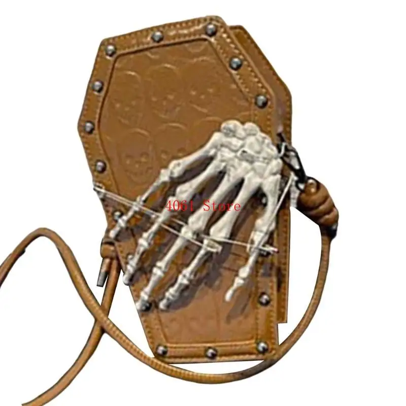 

Women Crossbody Bag Phone Bag Skull Hand Shoulder Bag PU Leather Bag Halloween Slings Purse for Travel