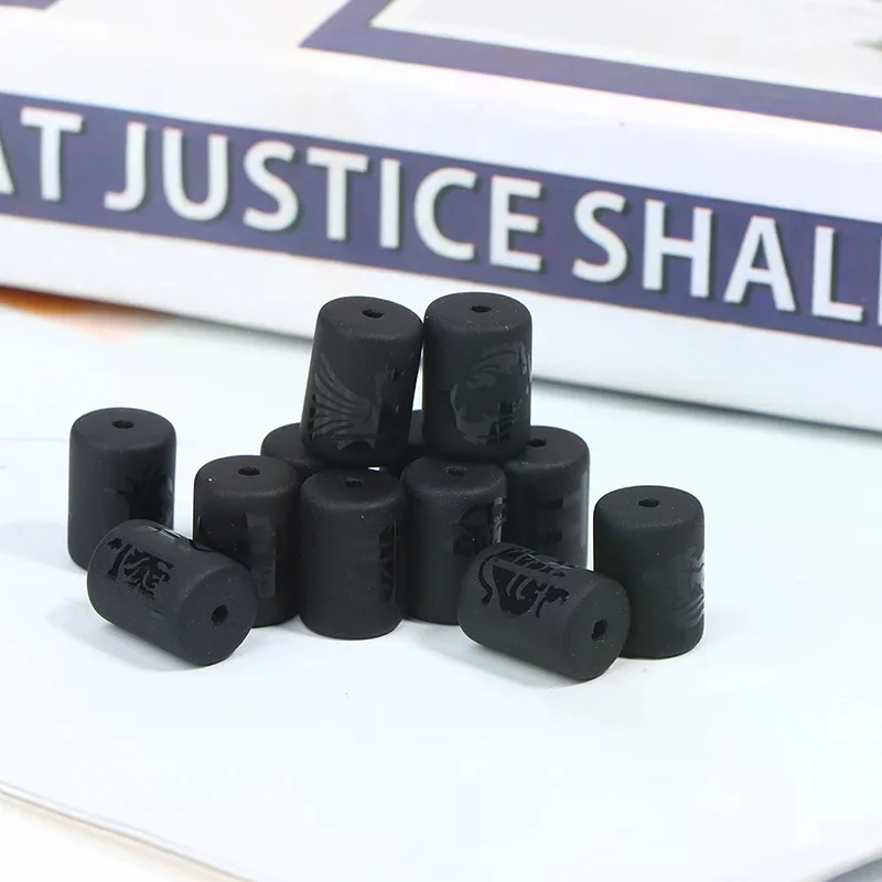 12 Zodiac Beads Charms Matte Black Onyx Constellation Beads Cylinder Pendant