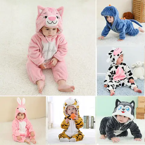 Kids Onesie Pajamas Animal Dragon Tiger Unicorn Ropa Bebe Baby Romper Winter Kigurumi Cat Costume for Girl Boy Overalls Jumpsuit