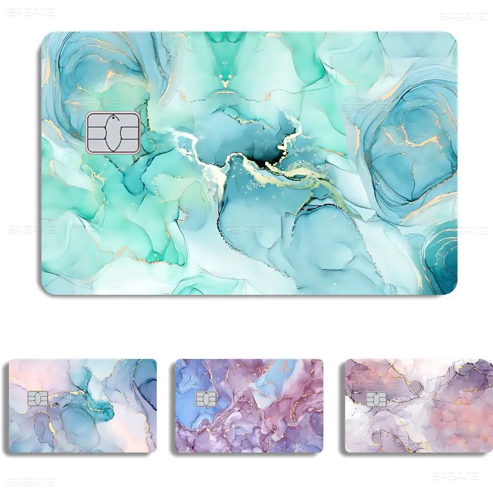 Autocollants de peau de carte de crédit en marbre noir or de luxe pour carte bancaire VISA carte de transport autocollant étanche anti-rayures femmes