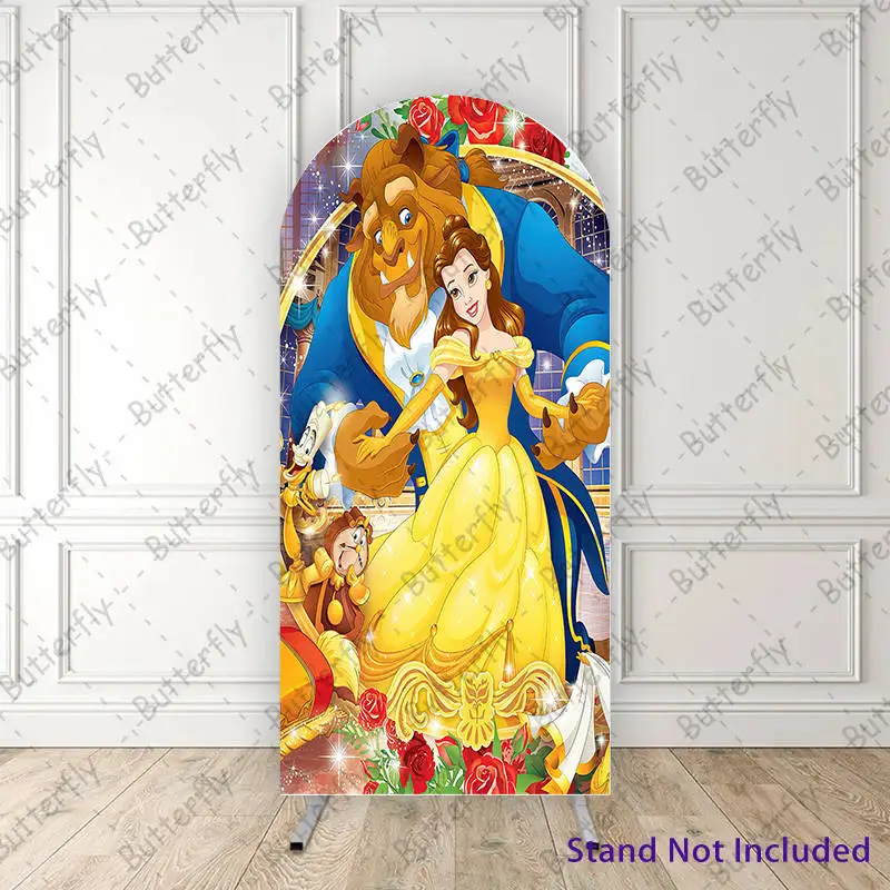 

Lumiere Wedding Belle Princess Adam Disney Beauty And The Beast Arch Backdrop Cover Girls Birthday Party Background Decoration