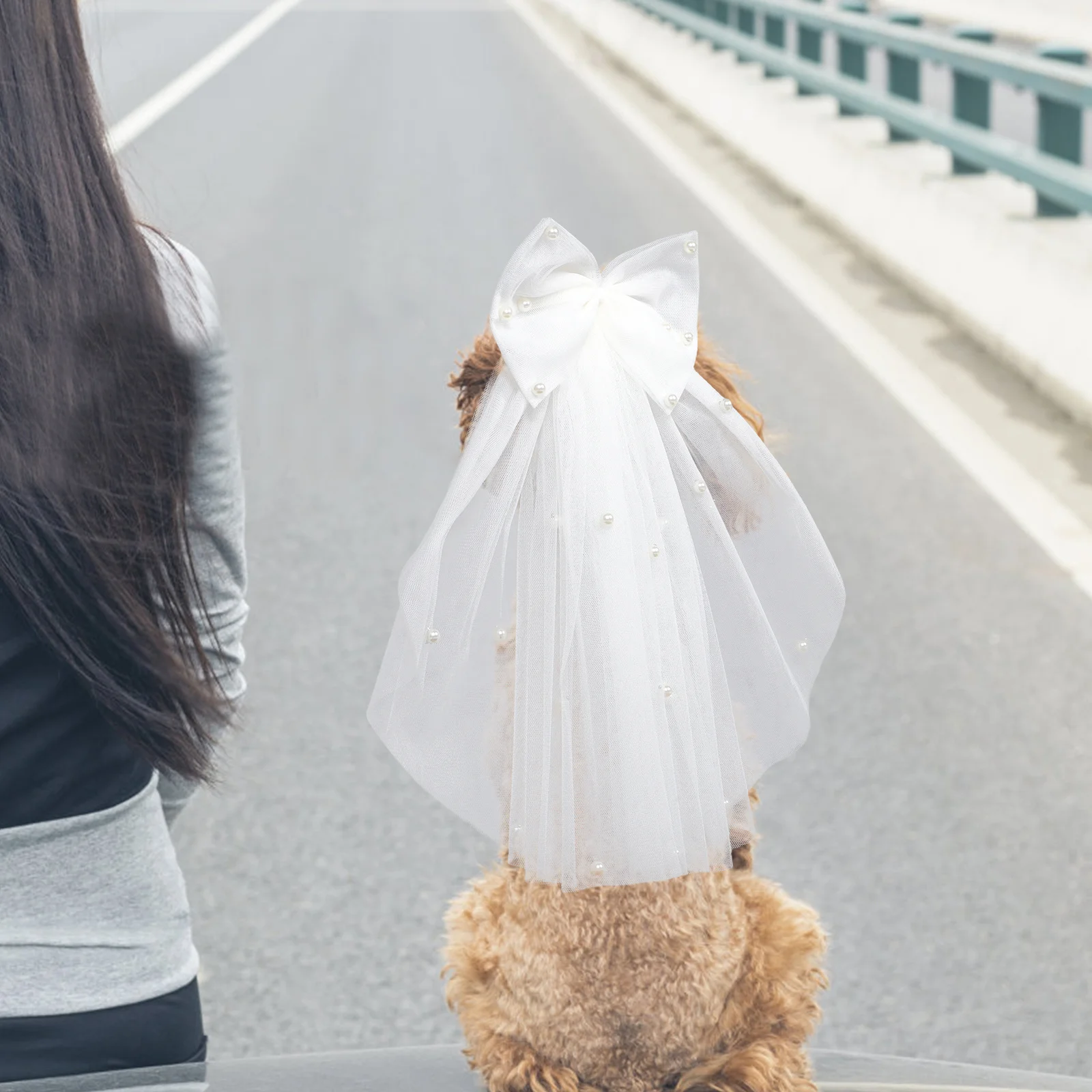 1pcs Pet Wedding Veil For Small Dogs Artificial Pearl Bow Comb Dog Bridal Headdress Wedding Party Decoration Pet Hair