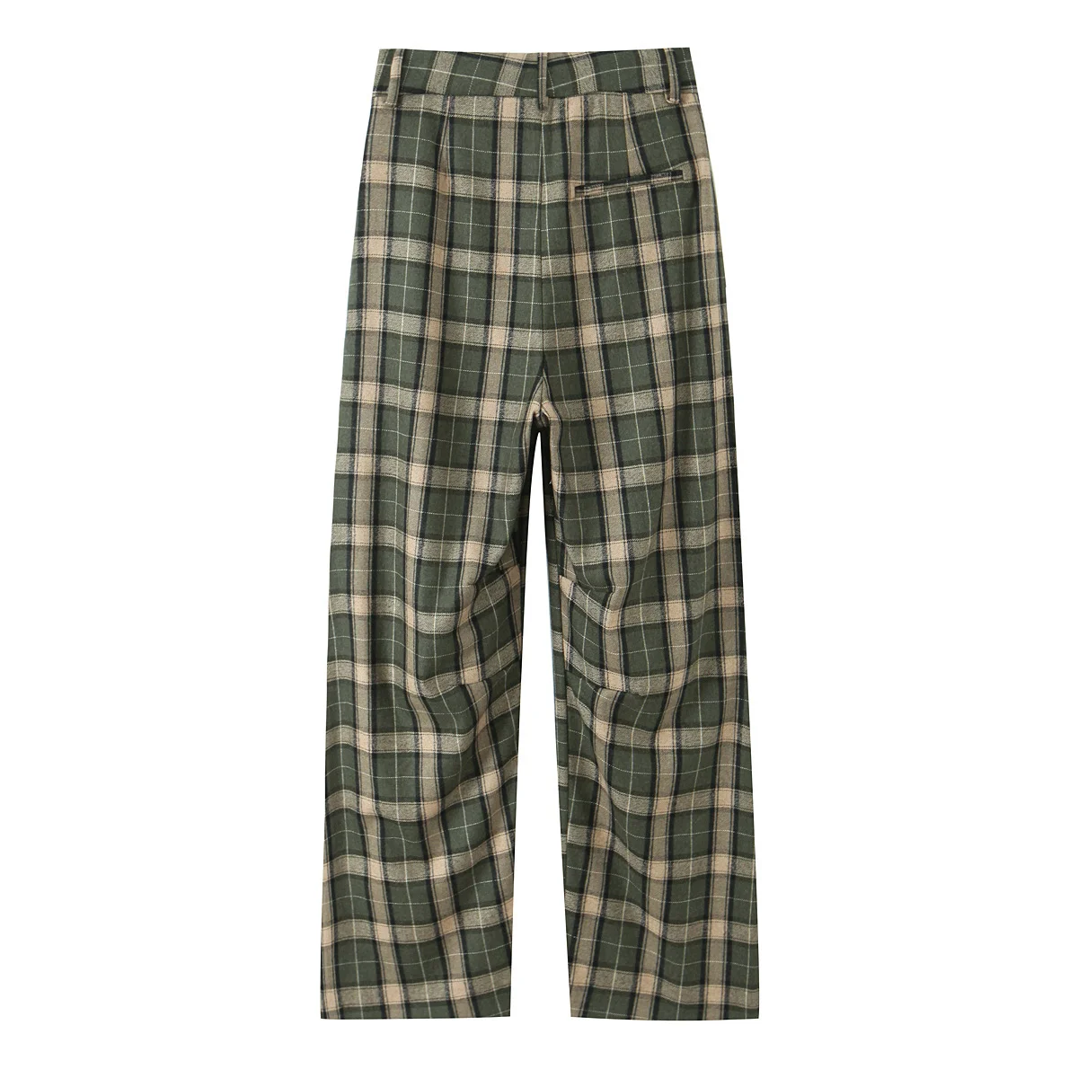 กางเกงลายสก๊อตแฟชั่นลำลองสำหรับผู้หญิง สไตล์สตรีท ทรงขาตรง เอวสูง ซิปหน้า ผลิตจากเส้นใยโพลีเอสเตอร์ ทนทาน สินค้ามาใหม่