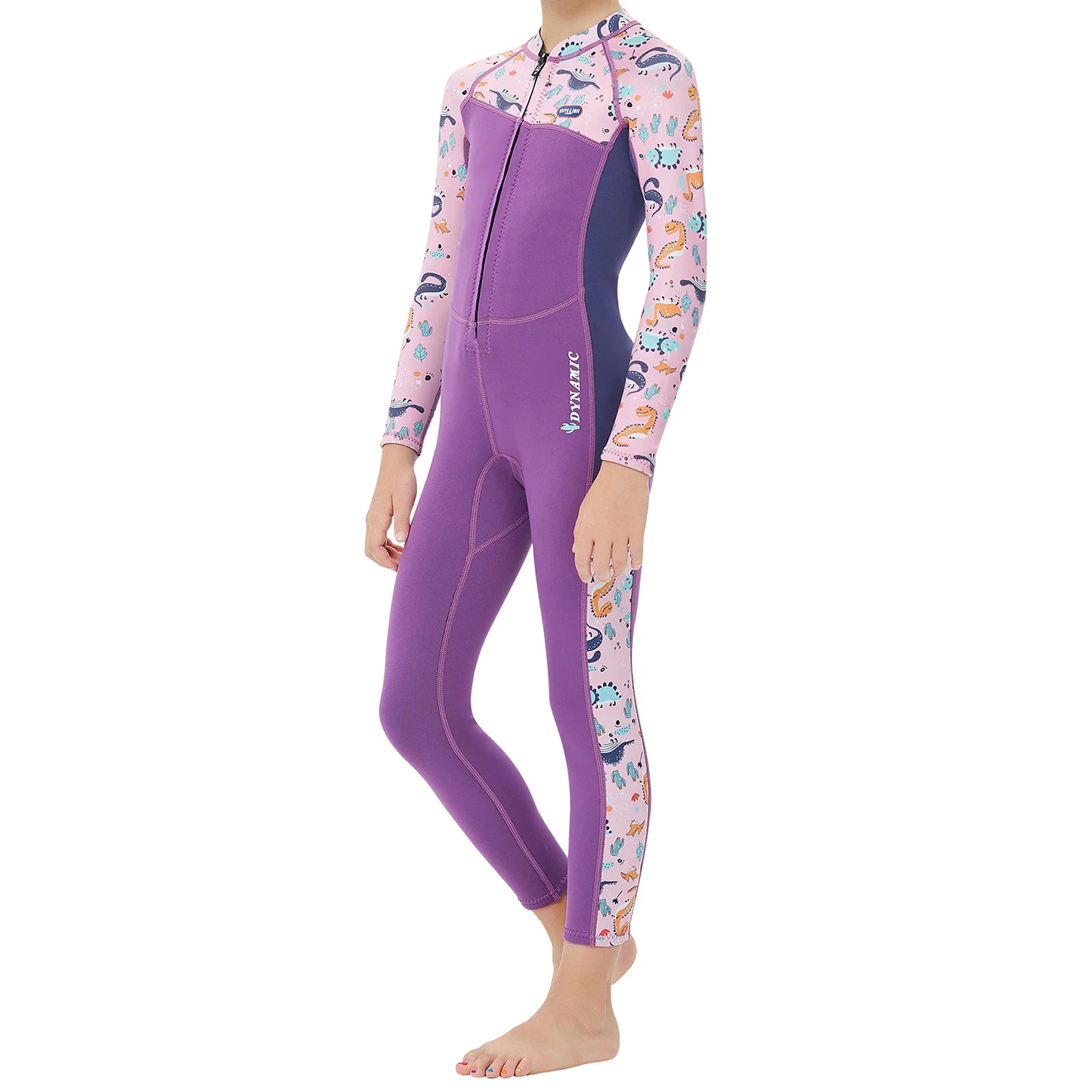 

Kids Girls Swim Jumpsuit 2.5mm Neoprene Wetsuit Full Body Leotard Long Sleeves Bodysuit Snorkeling Surfing Swimwear Bathing Suit