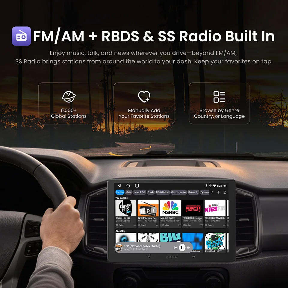 ATOTO 9 inch QLED Android Double Din Car Stereo Built-in 4G LTE