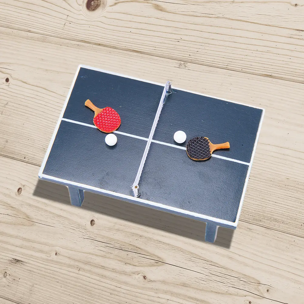 

1Set Mini Table Tennis Table Creative Wooden Simulation Props Playhouse Decoration Kids Mini Sports Equipment Simulation Props