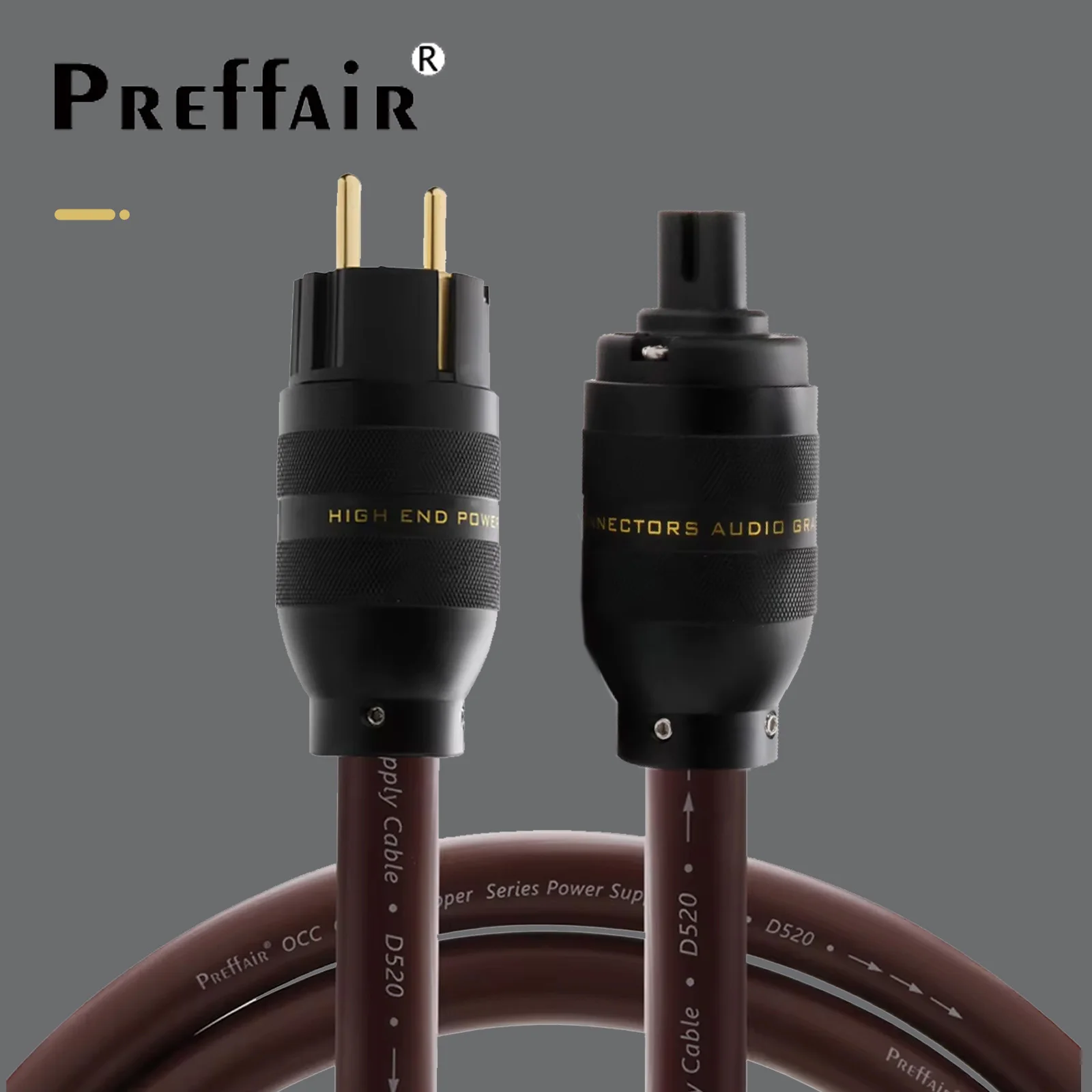 HiFi power cord 5N OCC Power Audio Cable Briad Shielding Gold Plated US/EU Power Plug Aluminium Shell IEC C15 C7 20A Power Cord