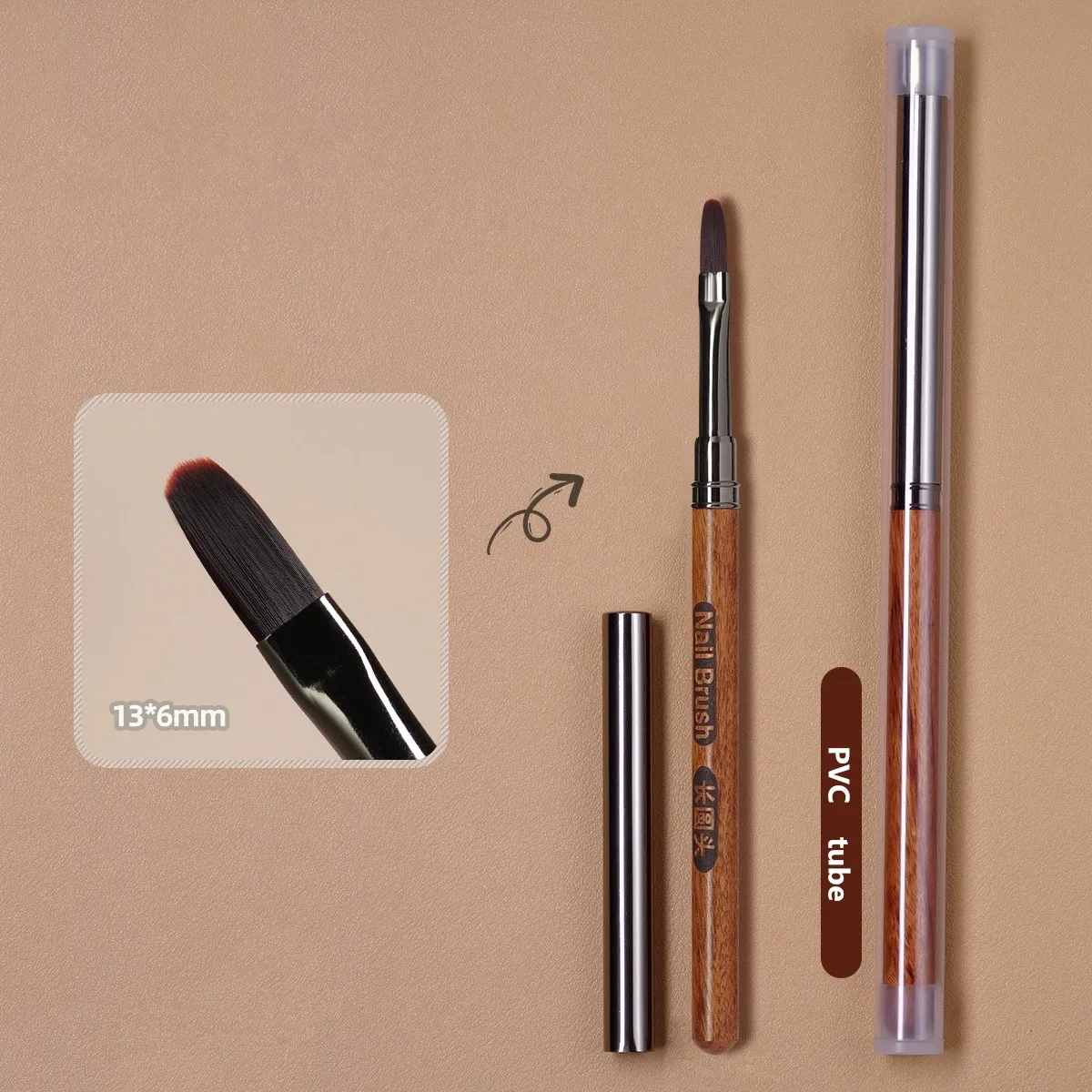 1PC Sandalwood Gel Painting Brush Nail Art For Gel Tip Extension Acrylic Builder Accessory Nail Art Brushes