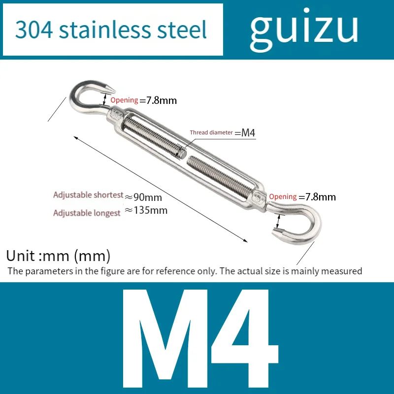 Tornillo de cesta de flores de acero inoxidable 304, cuerda de alambre de acero/tensor de cuerpo abierto, Perno de cesta de flores M4, M5, M10, M12, M14 -M24, 1 M6