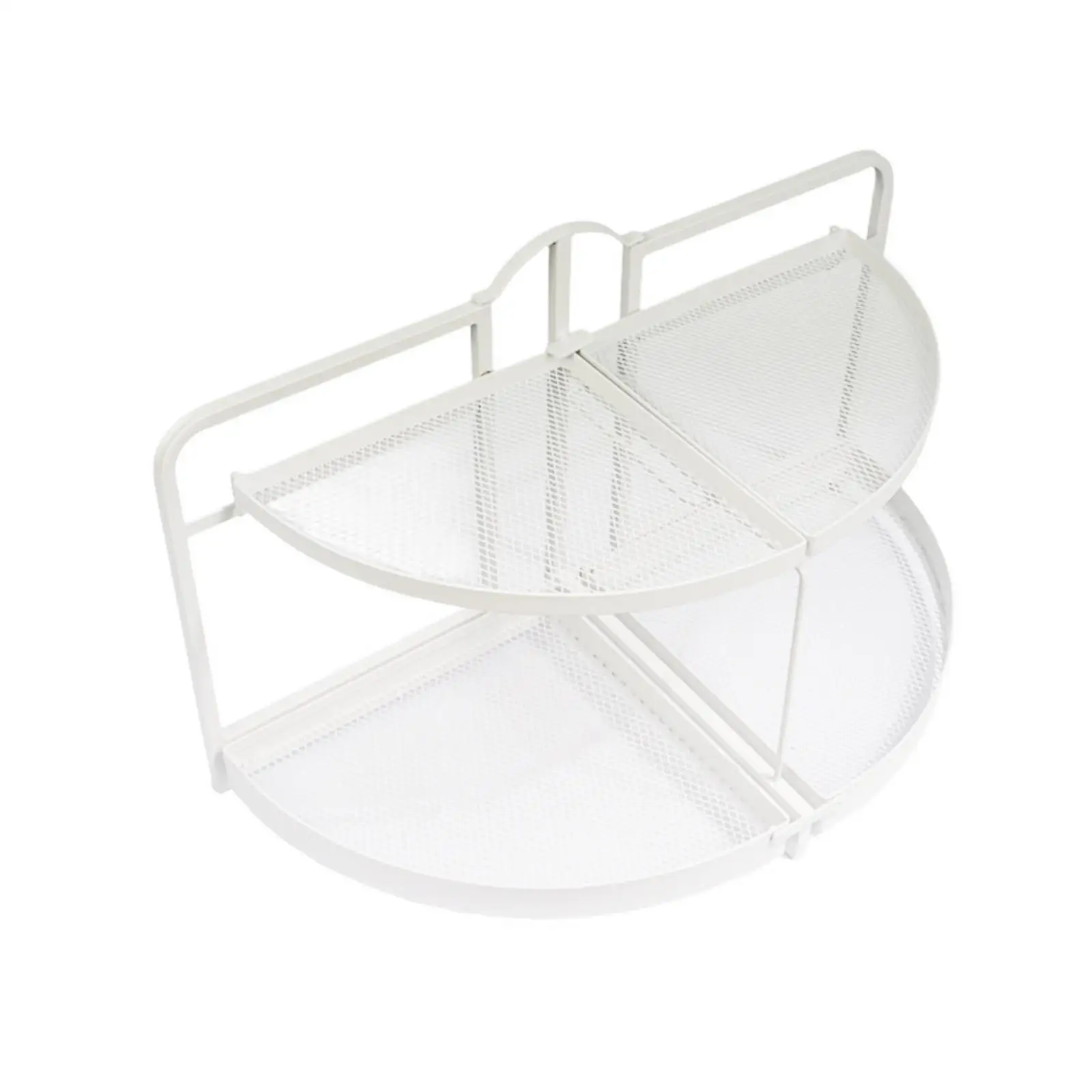 Two Tier Kitchen Organizer Rack Foldable Iron Shelf with Raised Edge for Condiment Storage