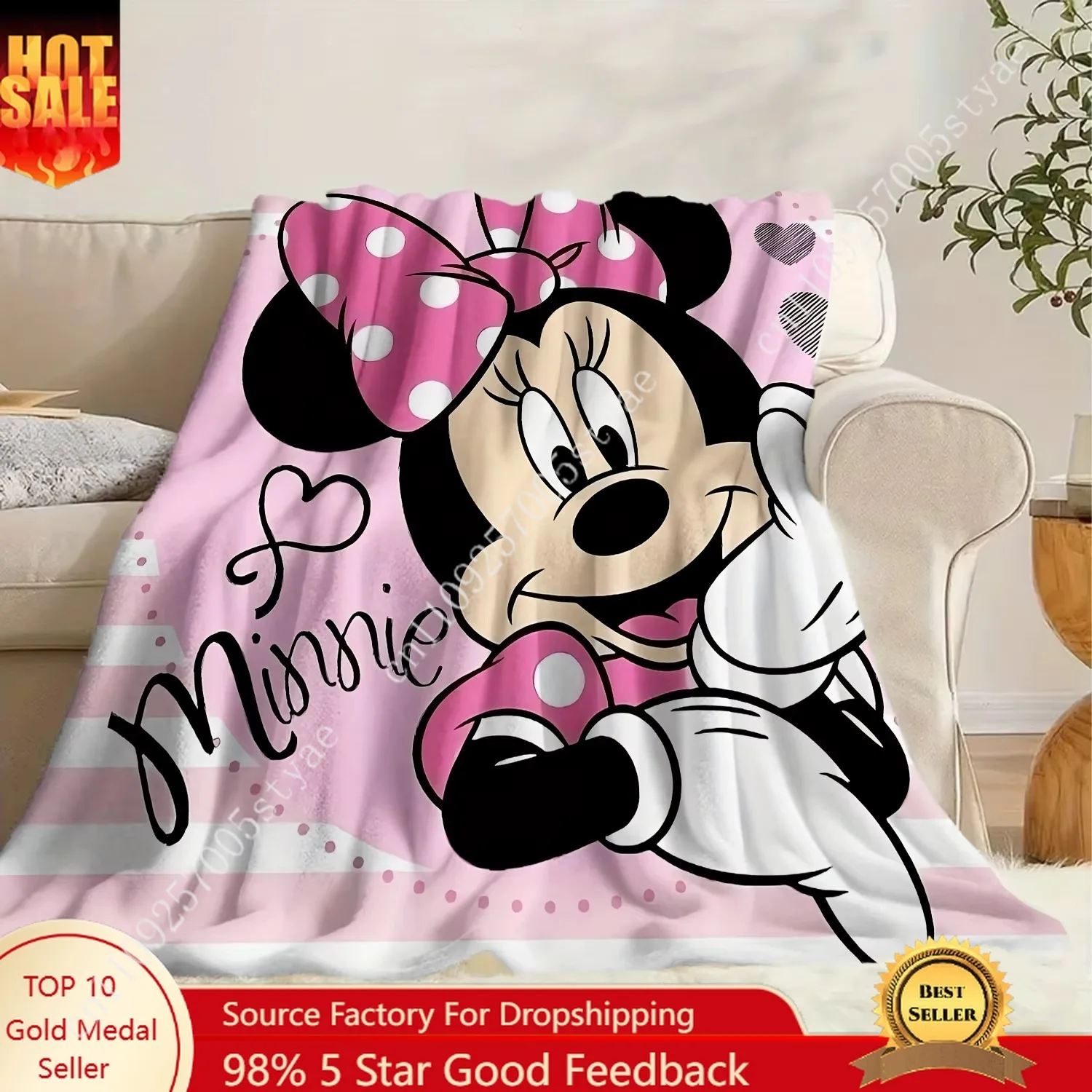 

Disney Minnie Pink Cartoon Flannel Blanket All Season Cozy Throw for Sofa Bed Office Camping Perfect Gift for Disney Fan