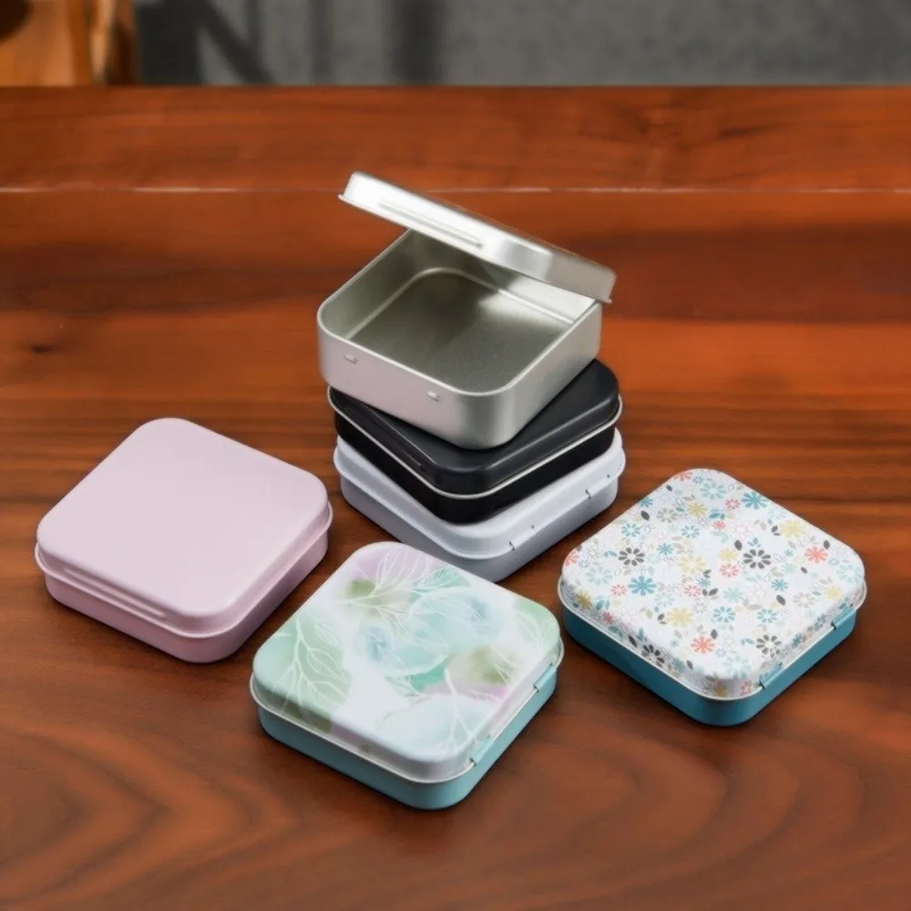 Eco-Friendly Candy Storage Box Metal Material Durable Mini Sealed Jars Square Shape Flip Storage Box for Home Organization
