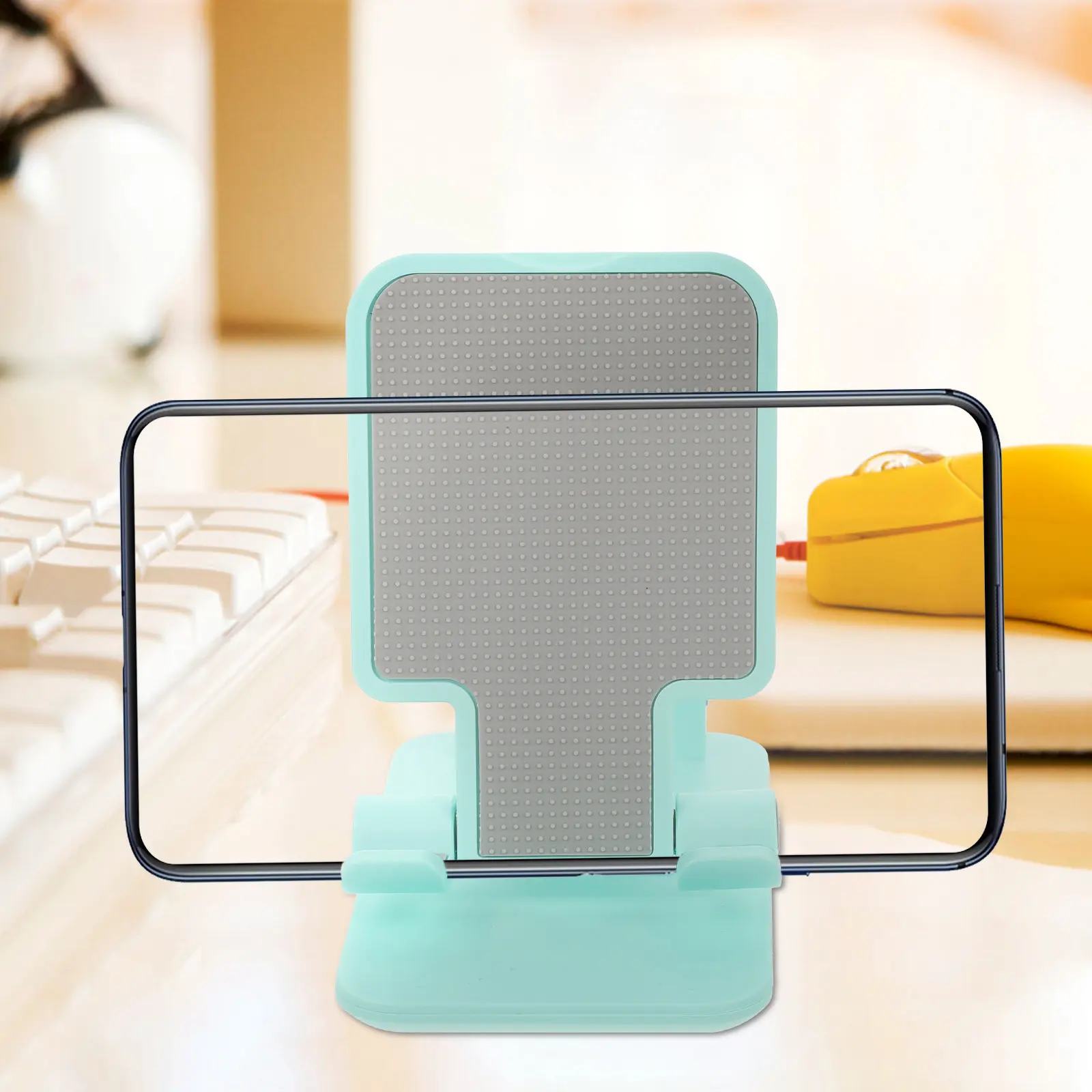 

Foldable Height Adjustable Phone Stand Holder Desktop Mobile Phone Holder for Home Office Tablet Stand Stable Silicone Pad