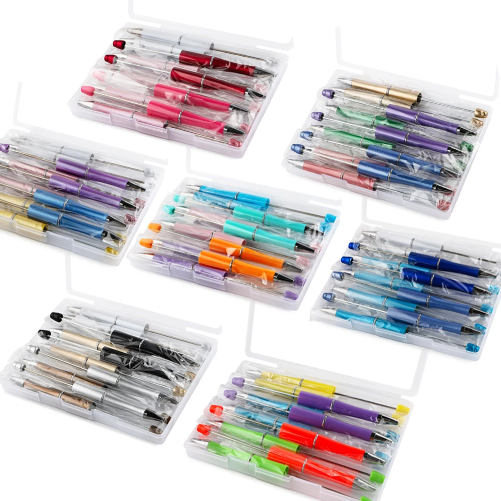 Sunrony 10 قطعة/صندوق قلم بلاستيكي قابل للخرز حبر أسود لتقوم بها بنفسك قلم شخصية مدرسة مكتب الكتابة لوازم القرطاسية الهدايا