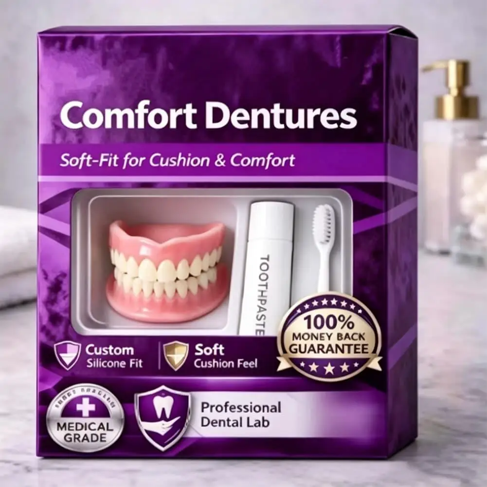 Professional Dental Lab Full Set Of Silicone Dentures For Women Men Soft Silicone Comfort Dentures Fit Upper Lower Matching Set