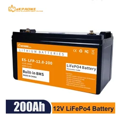 LiFePo4 Battery 12V 100Ah 24V 48V 50Ah 200Ah 300Ah Pack With Built-in BMS RV Marine Household, Wind Turbine Solar Charging