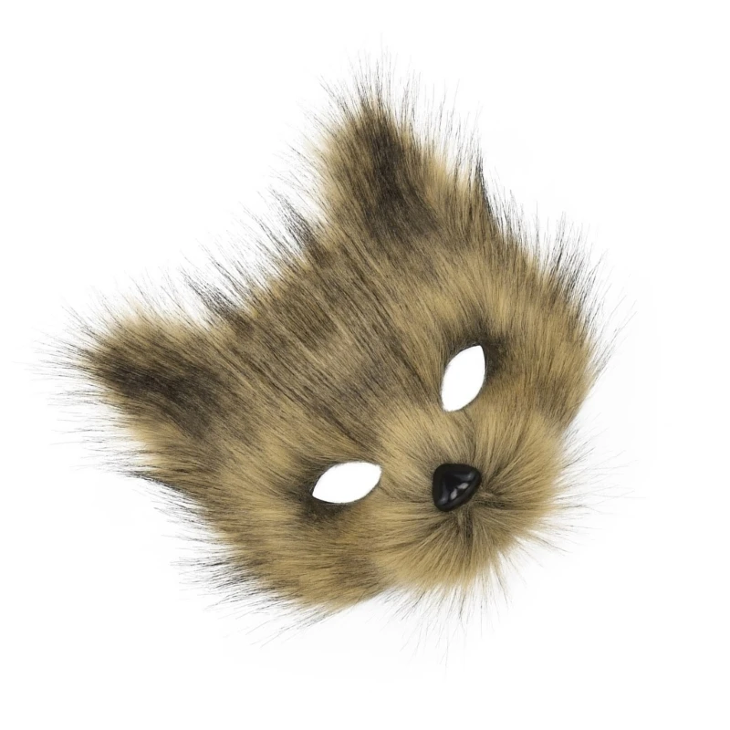 Vossenmasker Maskerademasker Pluche dierenmasker Aankleedmasker Wolfmasker Halfgelaatsmasker voor carnaval Halloweenfeesten