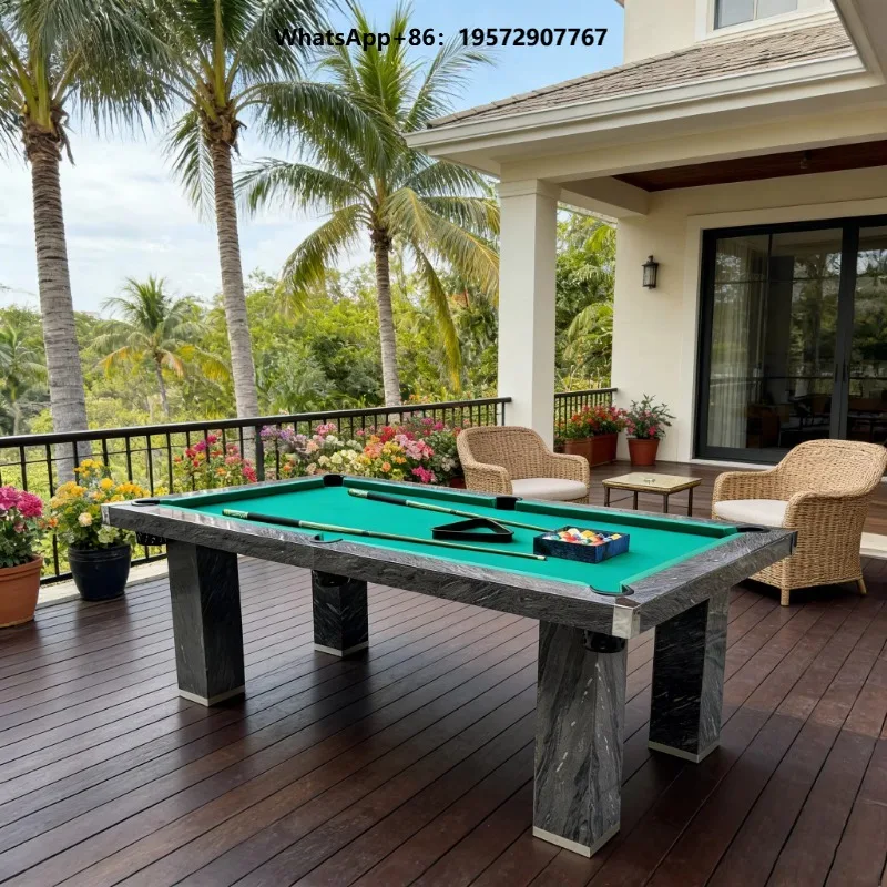 Discount 3 in 1 Metal Outdoor Pool Billiard Table with Dinging Set Ping-pong Set