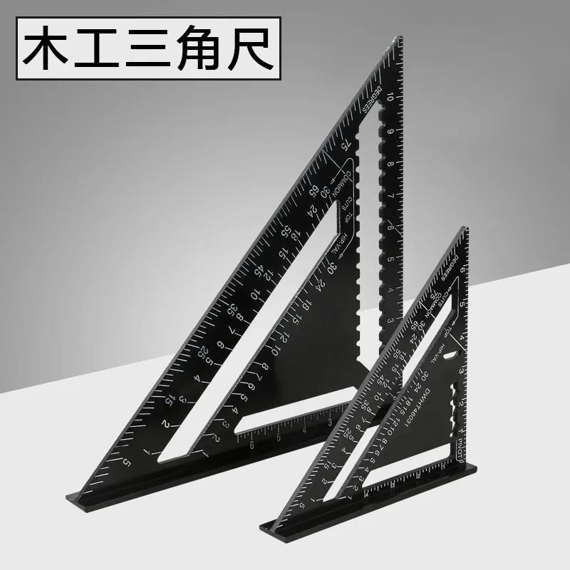 Metric 7-inch 12 Inch Multifunctional Aluminum Profile 45 Degree Angle Ruler 30cm Aluminum Alloy Triangle Ruler