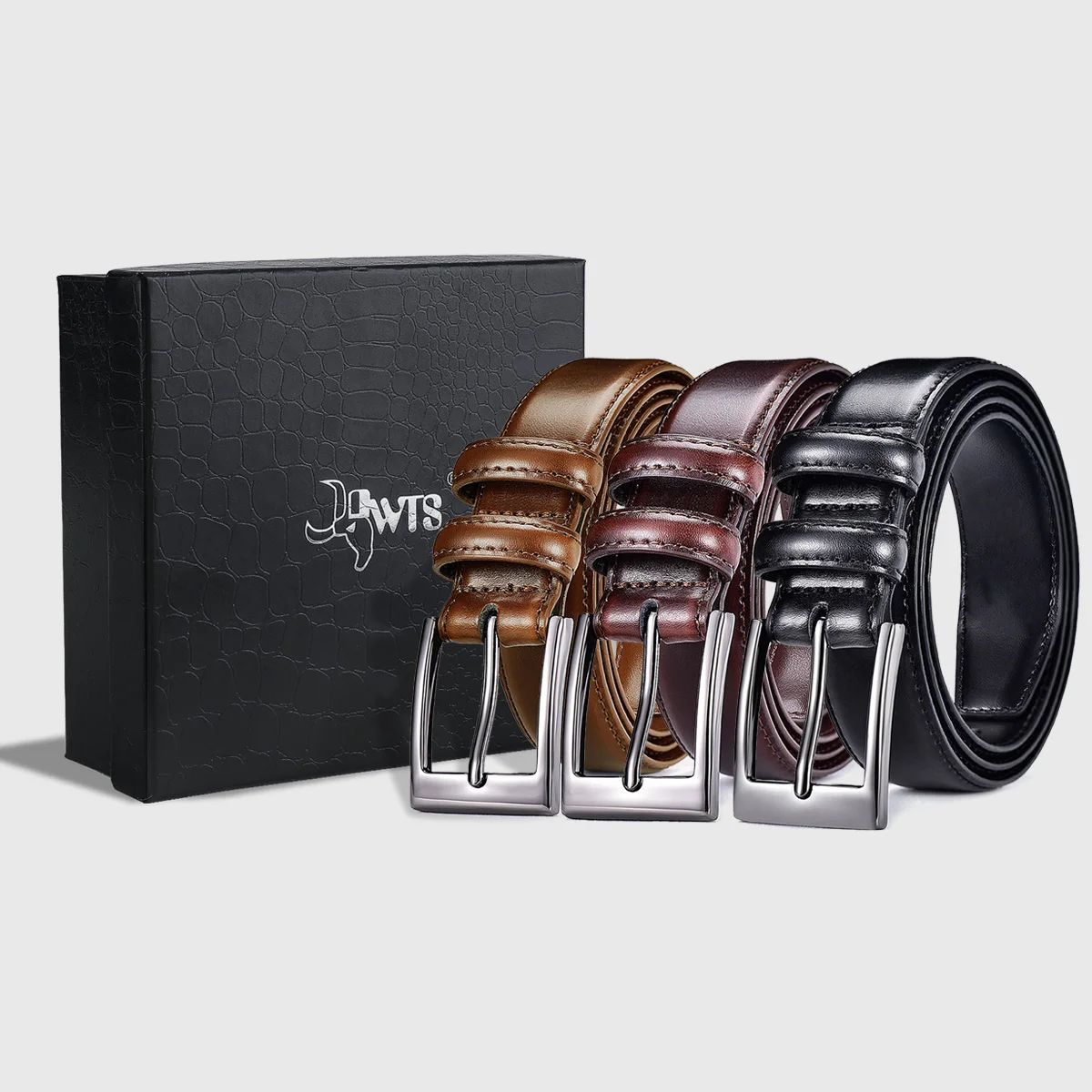 Gift box belt, men's leather, casual pants, men's cowhide, young people, simple denim, middle-aged belt, young people