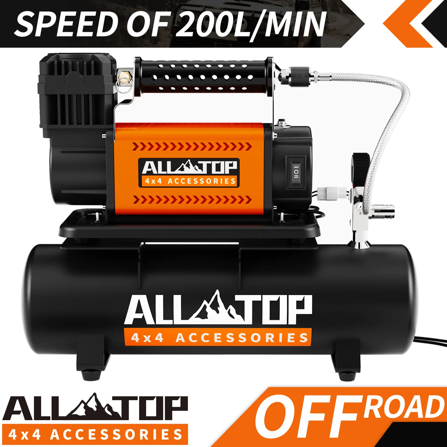 SUV 4x4 Vehicle Max 150PSI Truck Tires Heavy Duty  12V Portable Inflator Offroad Air Compressor with 6L Tank Kit