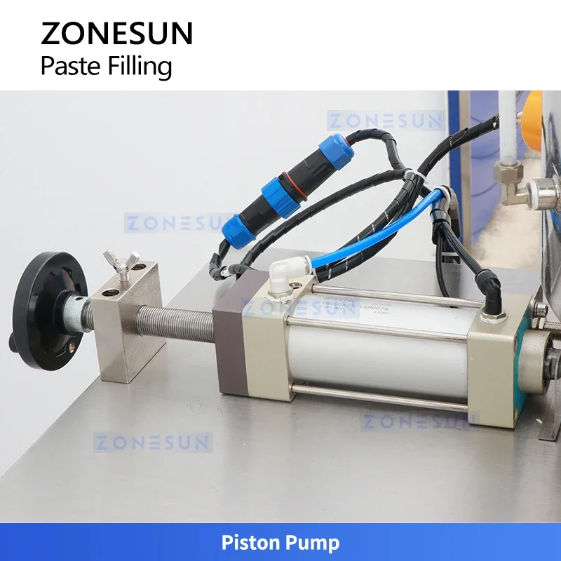 ZONESUN ZS-GTPP1H Semi-Automatic Piston Pump Filling Machine with Heating and Mixing System For Sauce Cream Gel Honey