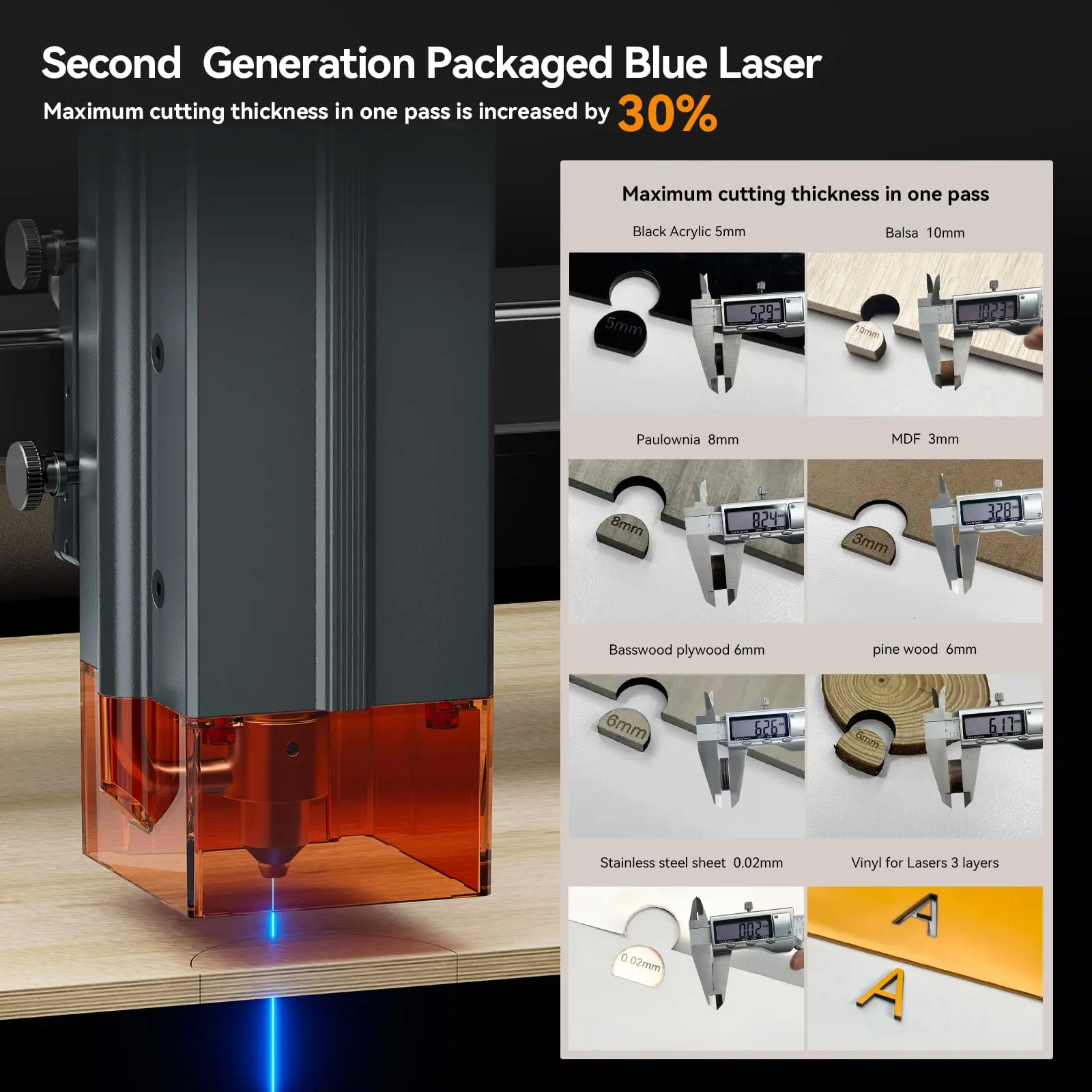 Atomstack A24 Pro Macchina per incisione laser Taglierina per incisore laser da 120 W con controllo app Uscita 24 W 36000 mm/min per legno metallo