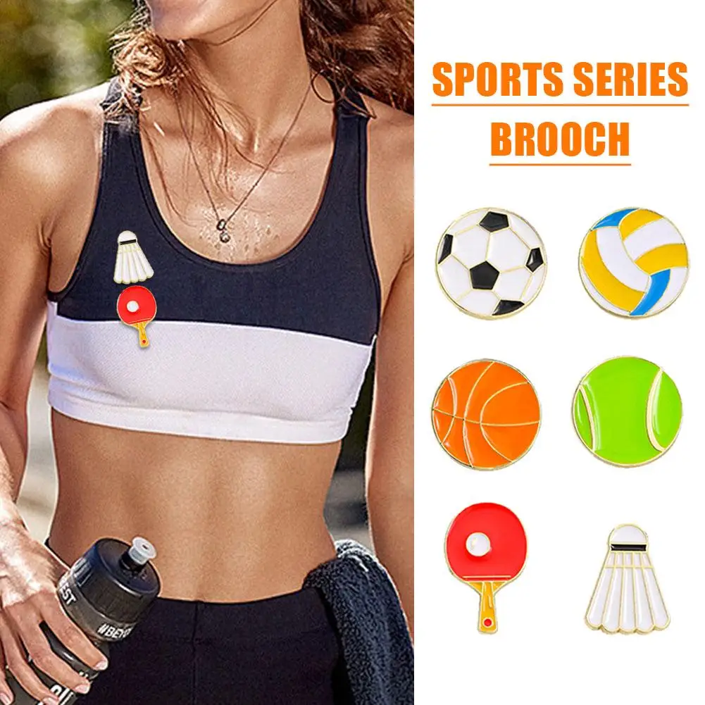 Cute Enamel Sports Ball Soccer Volleyball Basketball Brooch for Women Men Sportsman Shirt Backpack Lapel Pins Clothes Jewel V1C5