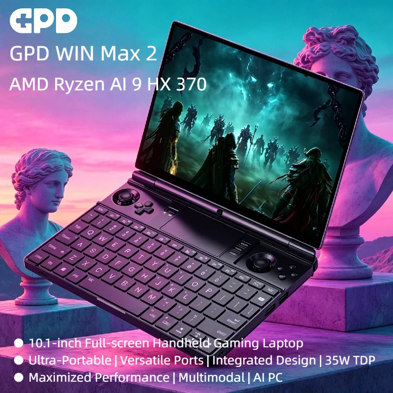 Portátil para Juegos GPD WIN Max 2 2026, 32GB RAM, 2TB SSD, AMD Ryzen AI 9 HX 370, Mini PC, LPDDR 5 Pro Max