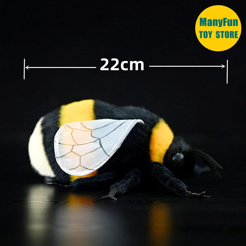 Bee Plush Toy High Fidelity Bumblebee Plushie Hornet Peluche Lifelike Stuffed Animals Simulation Doll Kawai Toy Gifts