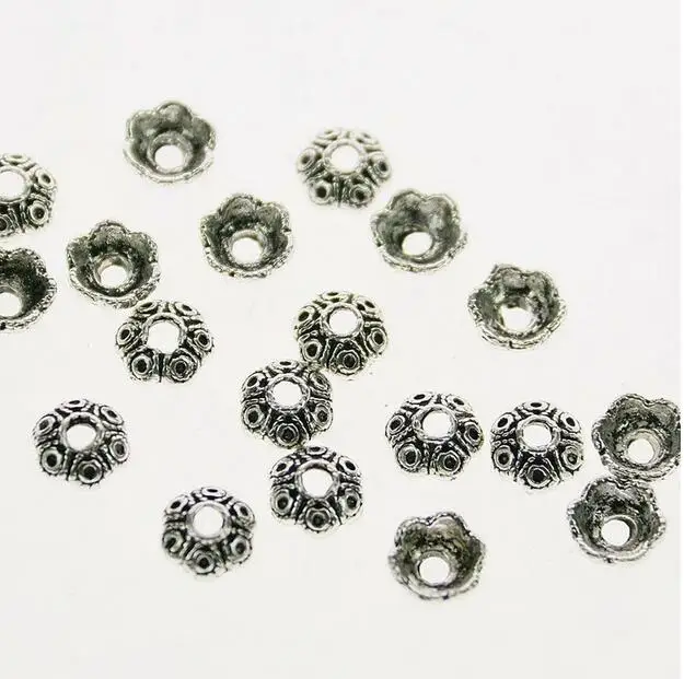 40pcs 8.5mm, hole 2mm Tibetan silver color crafted flower bead cap h1183