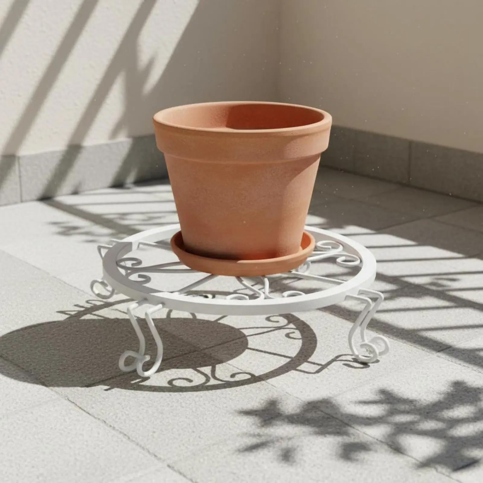 Metal Flower Stand Round Pot Stand Easy to Clean Good Drainage Protective Feet for Tidy Living Room Plant Corner